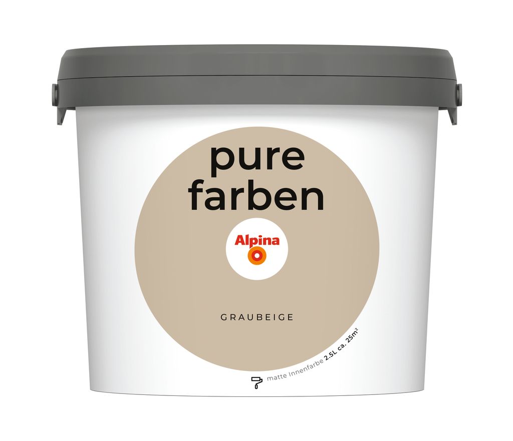 Alpina pure farben Wandfarbe graubeige 2,5 L Produktbild 