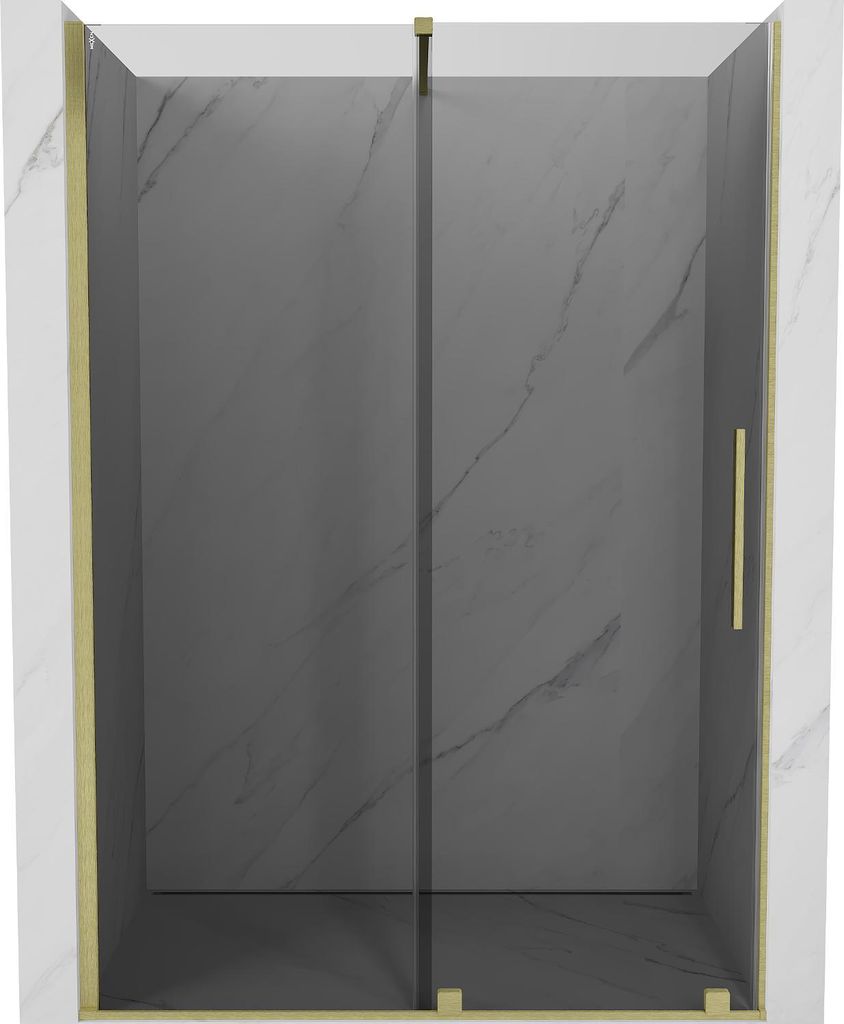 Mexen Velar Schiebetür für Dusche 160 cm, Graphit, gebürstetes Gold - 871-160-000-41-55