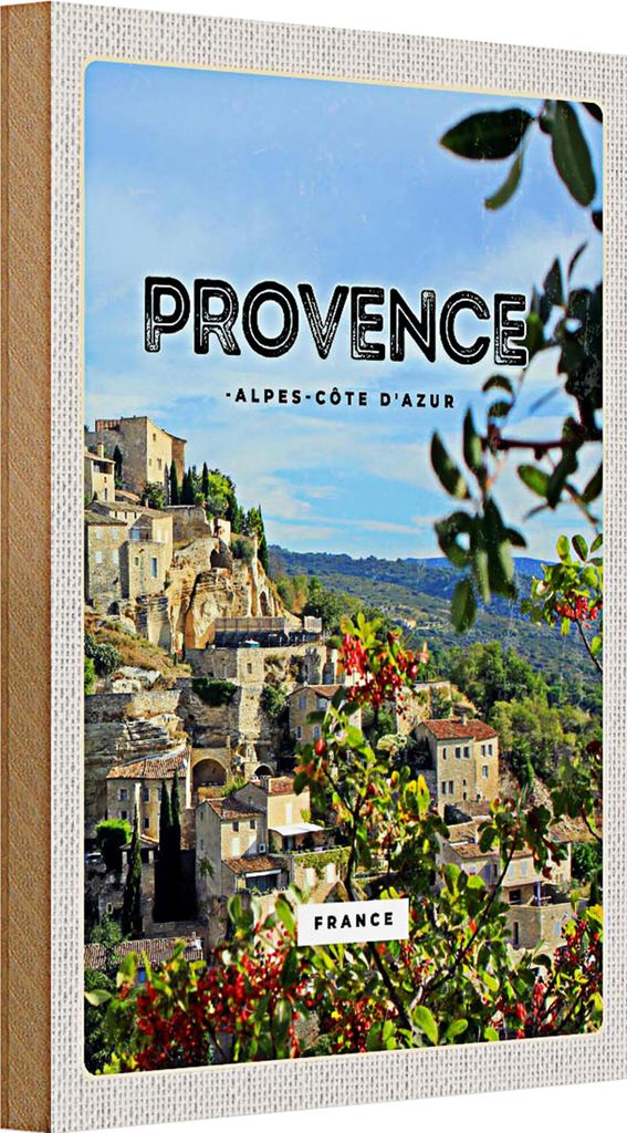 Holzschild Reise 20x30cm provence France Panorama Bild