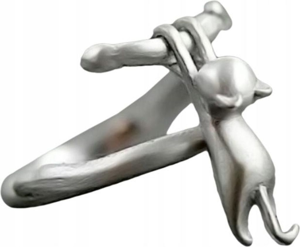Silber Damenring verstellbar universal Geschenk fallende Katze