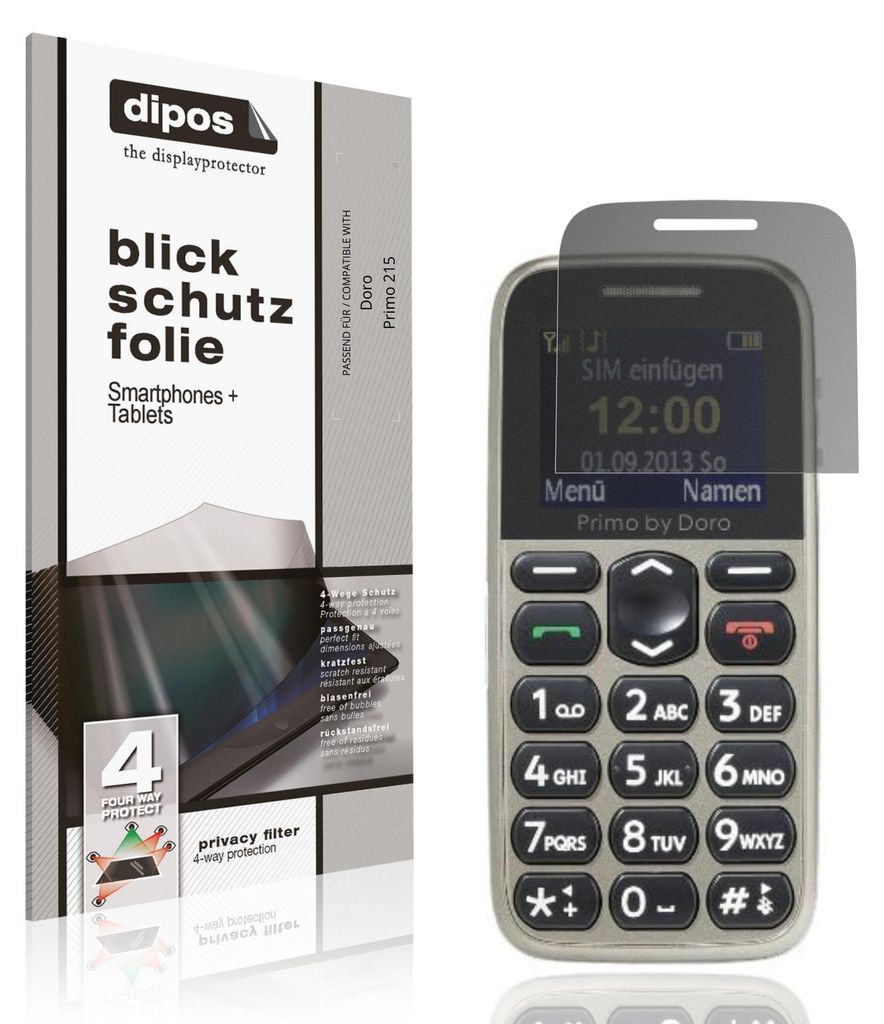 Blickschutzfolie für Doro Primo 215 matt Schutzfolie Folie Display Schutz dipos