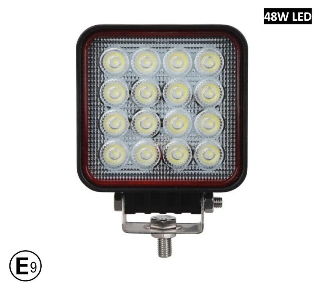 Phare de Travail LED 48W Carré pour Camion et Tracteur 12V 24V PRO