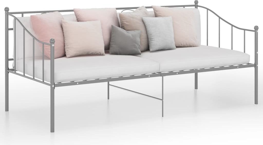 The Living Store Schlafsofa Bettgestell Grau Metall 90x200 cm
