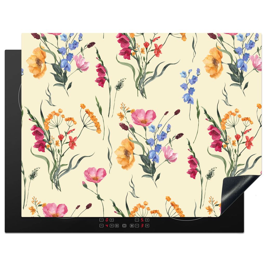 KitchenYeah Herdabdeckplatte Ostern - Muster - Blume , 77x59cm, Küche Deko, Glaskeramikkochfeld Herdabdeckung, Abdeckplatte fùr Kochfeld
