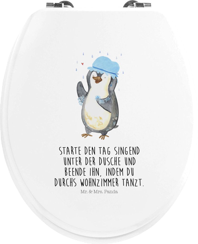 Mr. & Mrs. Panda WC Sitz Pinguin Duschen - Weiß - Geschenk, Produktbild 