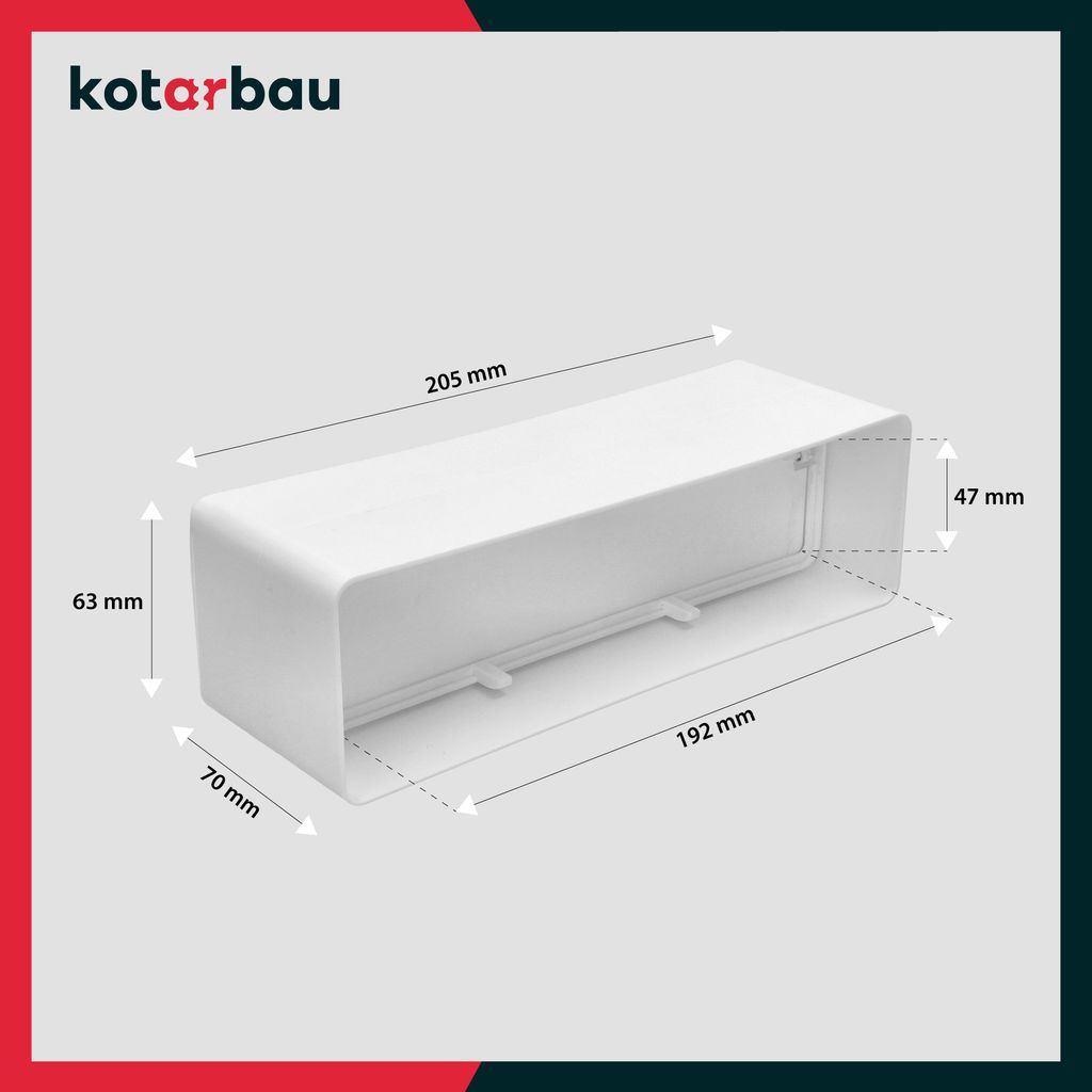 Connettore Per Condotto Di Ventilazione Kotarbau 204x60 Mm Con Valvola Di Ritegno, Per Canale Piatto, Bianco, In Plastica