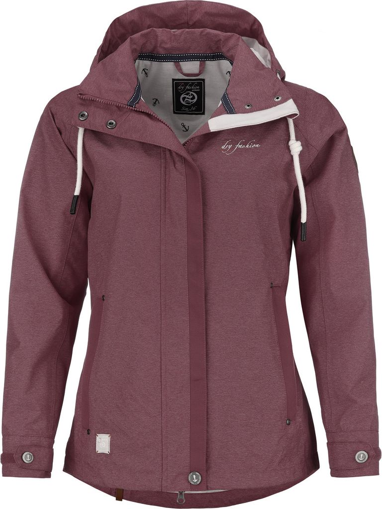 Dry Fashion Damen Funktionsjacke Greetsiel – Outdoor Jacke Damen Reißverschluss Jacke Atmungsaktiv Winddicht Wasserdicht in Beere-Melange Größ...