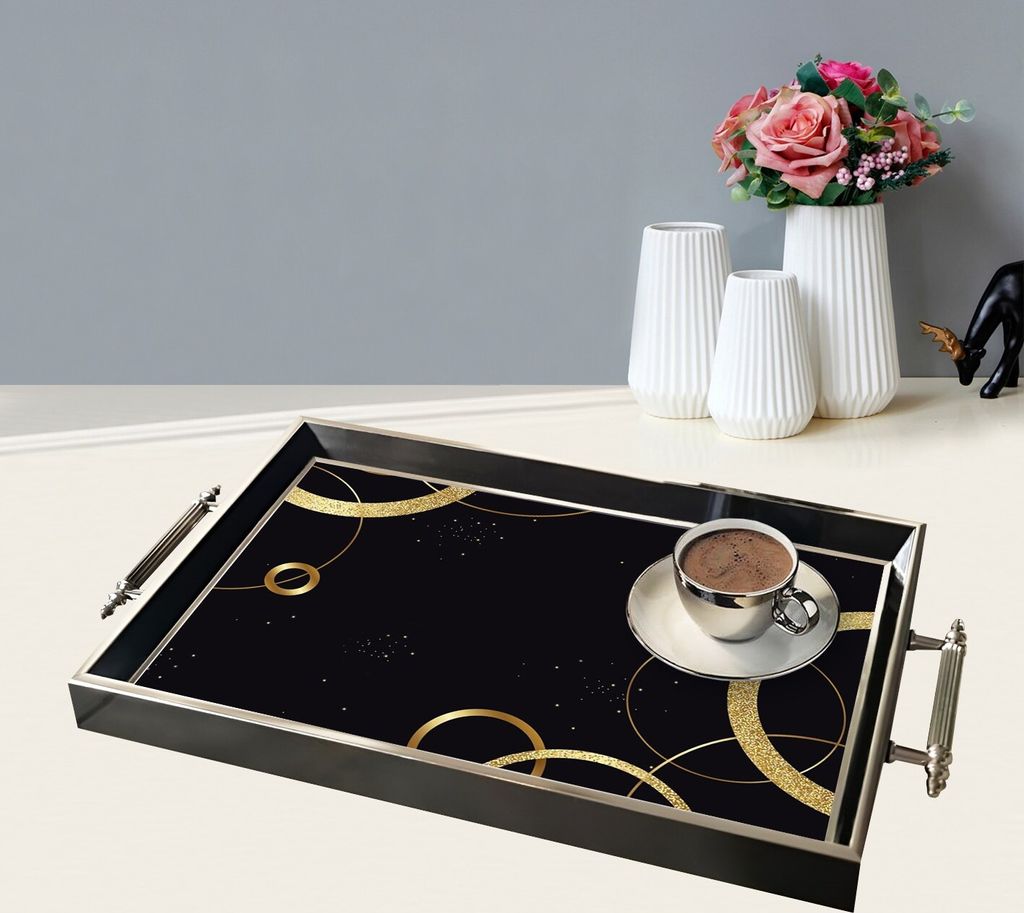 Evila Originals, TPG9914, Tablett, Mehrfarbig, 100 % GLAS, 50 x 29 x 3,5 cm