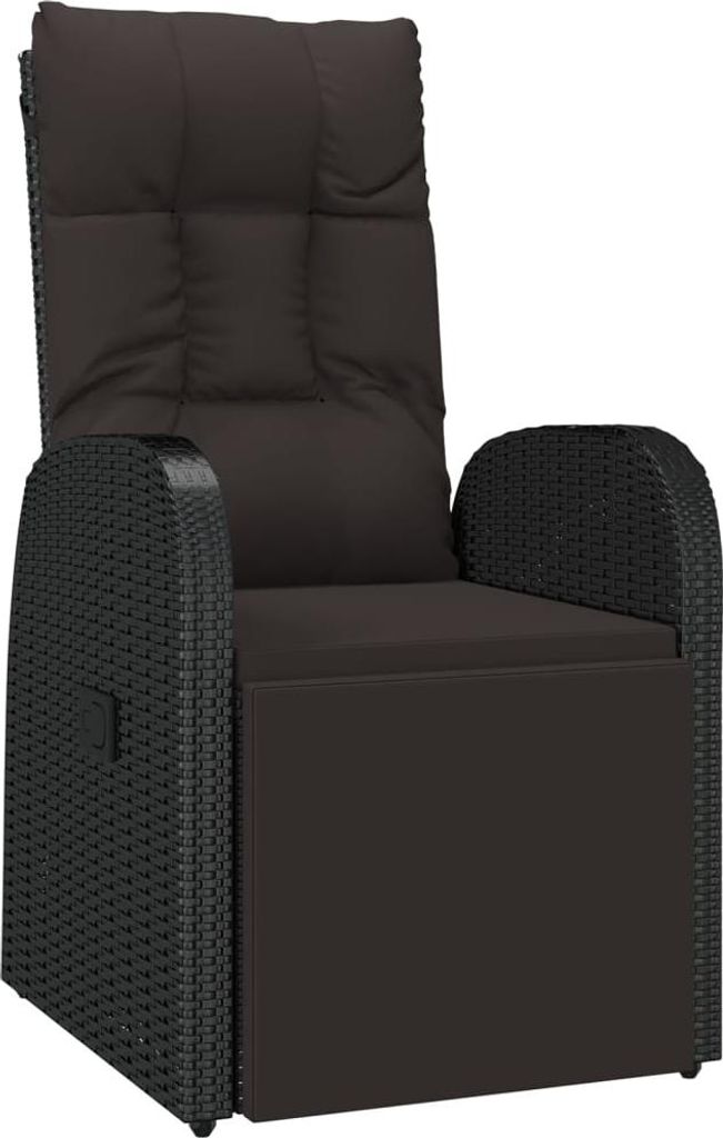 vidaXL Záhradné lehátko so sedadlom Poly Rattan Black Obrázok produktu 