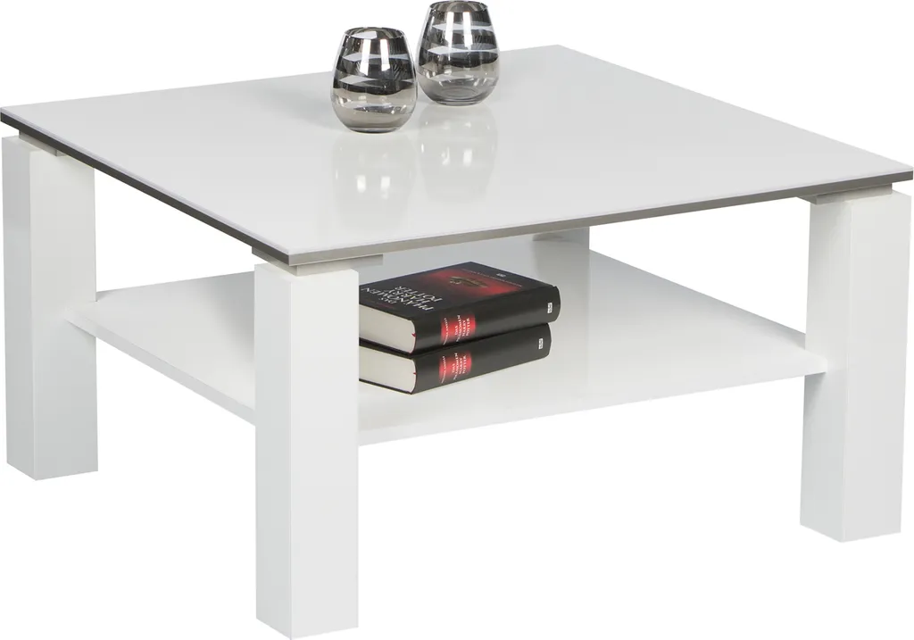 Table basse carrée blanche Torrance idéale pour petit salon et studio