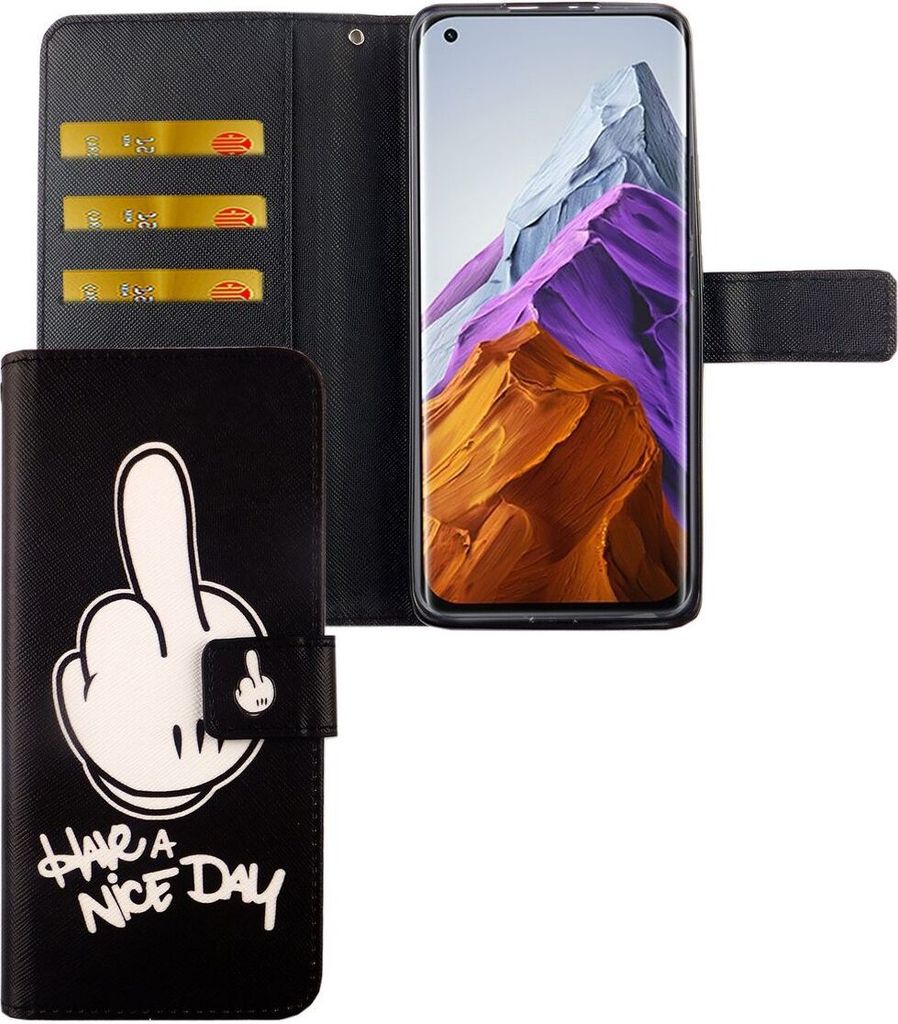 Xiaomi Mi 11 Tasche Handy Hülle Schutz-Cover Flip-Case mit Kartenfach Have a nice day