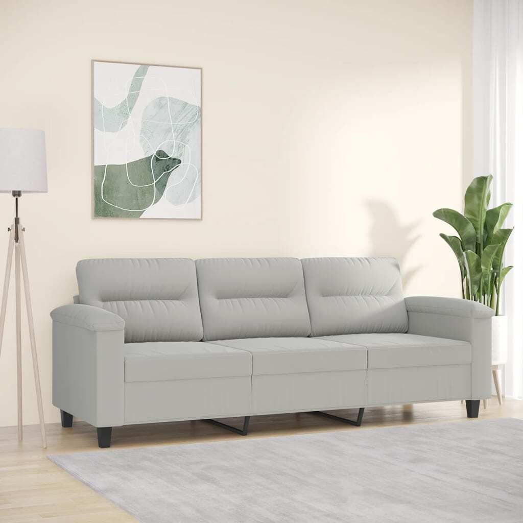 Cloris DesignMöbel 3-Sitzer-Sofa Hellgrau 180 cm Mikrofasergewebe , Schlafsofas 2024 Neu