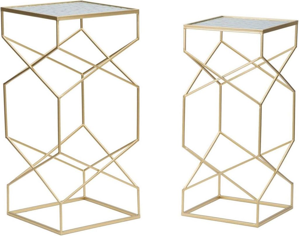 Dmora Couchtisch Bibbiena 31,5x31,5x68h cm Gold Zeitschriftenhalter