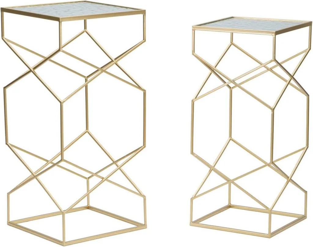 Table de salon George dorée, meuble d'appoint haut compact et utile