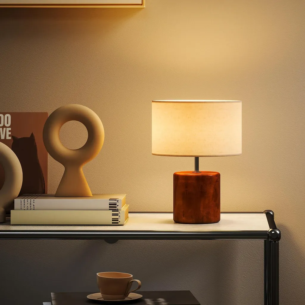 Lampe tactile bois et lin : fini les interrupteurs difficiles E27 - 9