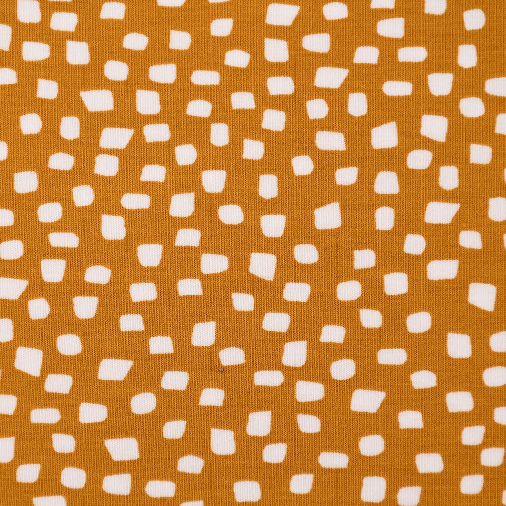 Baumwolljersey Organic Bio Jersey SHAPES Pinselstriche ocker weiß 1,5m Breite
