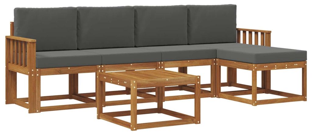 vidaXL Outdoor-Sofagarnitur mit Kissen 6 pcs Natur und Anthrazit