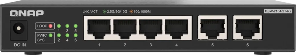 Switch QNAP QSW-2104-2T-R2 Silencieux avec Ports 10GbE et 2.5GbE Rapides