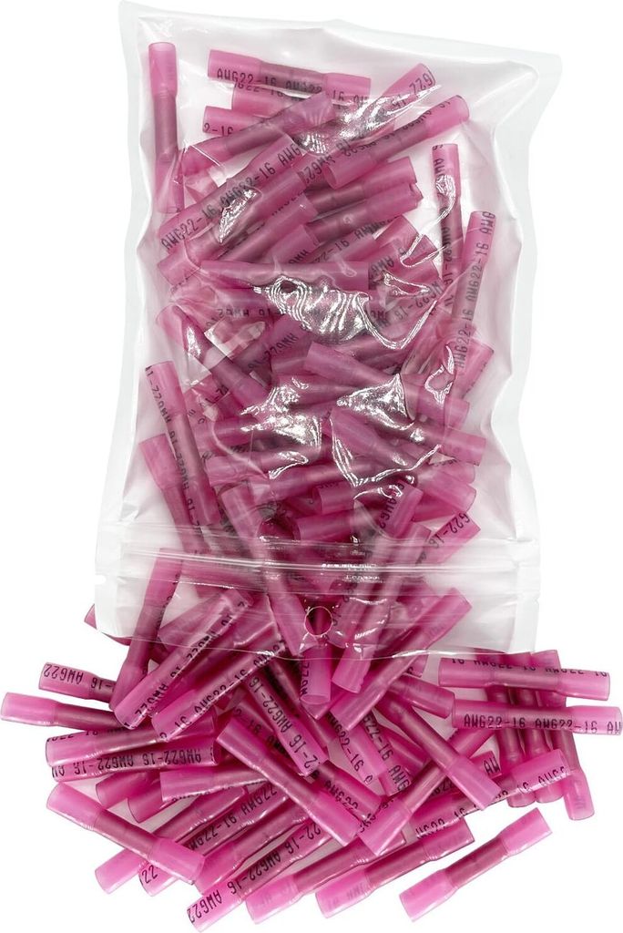 50 Stück 22-16 AWG Wasserdichte Kabelverbinder BHT1.25,Stoßverbinder mit Schrumpfschlauch,Kabelverbinder Isolierte Wasserdichte Quetschverbinder ...