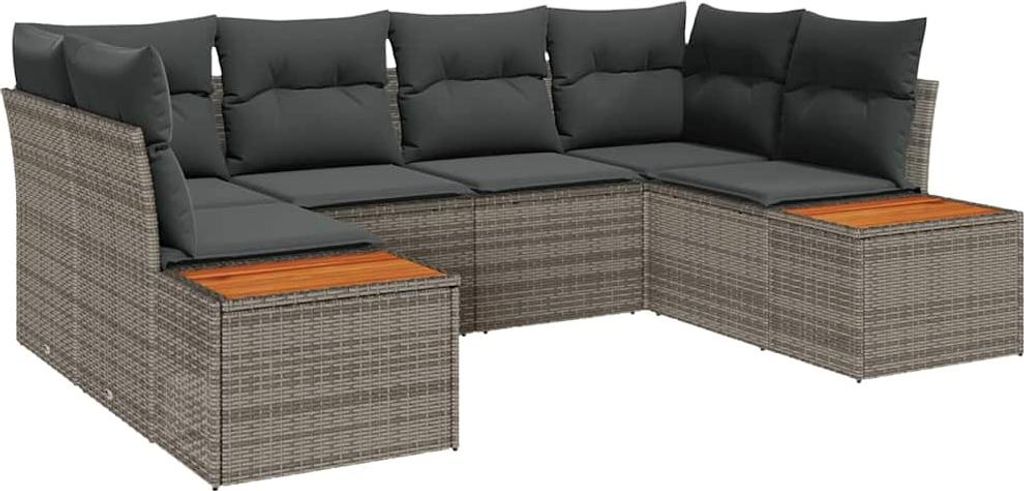"WINTER SALE" Gartensofa-set - elegantes Design - Sitzgruppe mit Sofa, Tisch - mit Kissen 6 pcs Grau Poly-Rattan - Terassenmöbel NeuMöbel196272