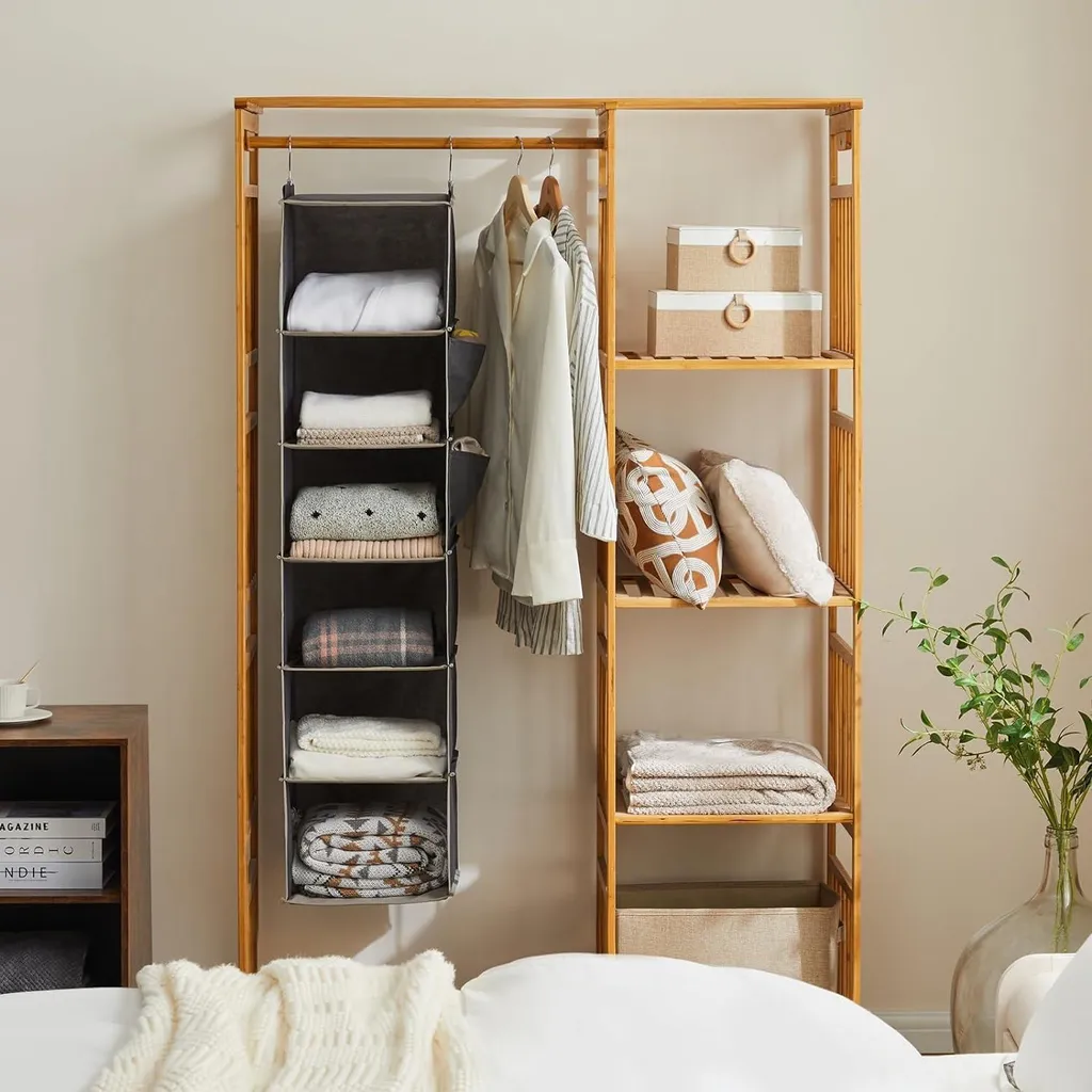 Rangement Suspendu 6 Compartiments Renforcé en MDF et Bambou Durable - 2