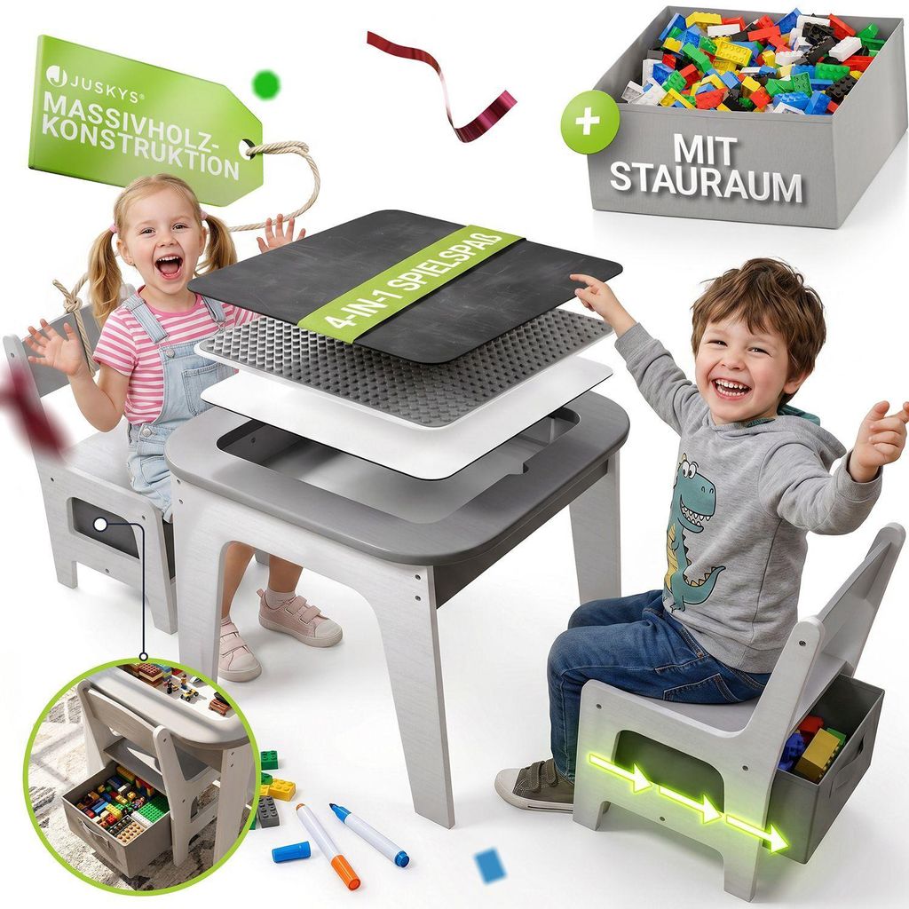 Juskys Kindersitzgruppe Milou - Set mit 2 Stühlen, Tisch & Produktbild 