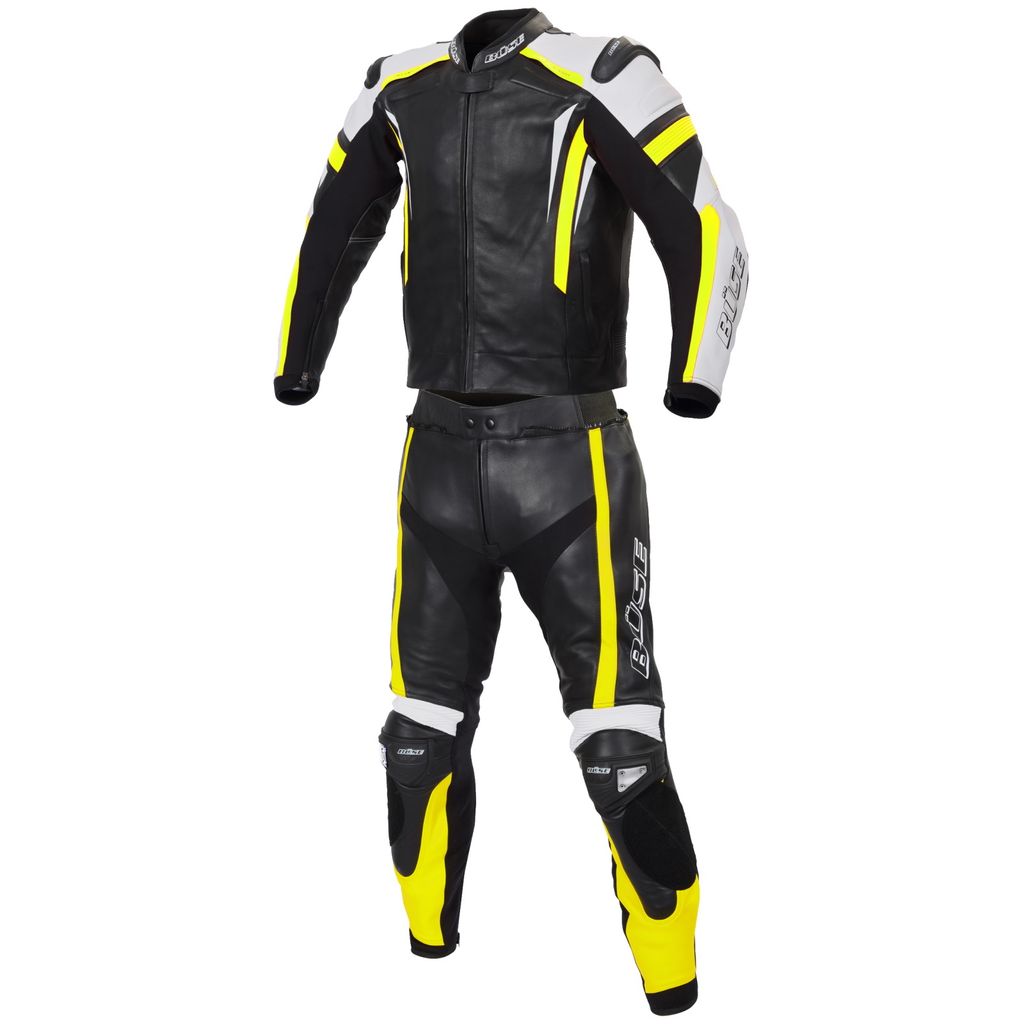 Büse Track 2-Teiler Damen Motorrad Lederkombi, schwarz/weiß/gelb, 36