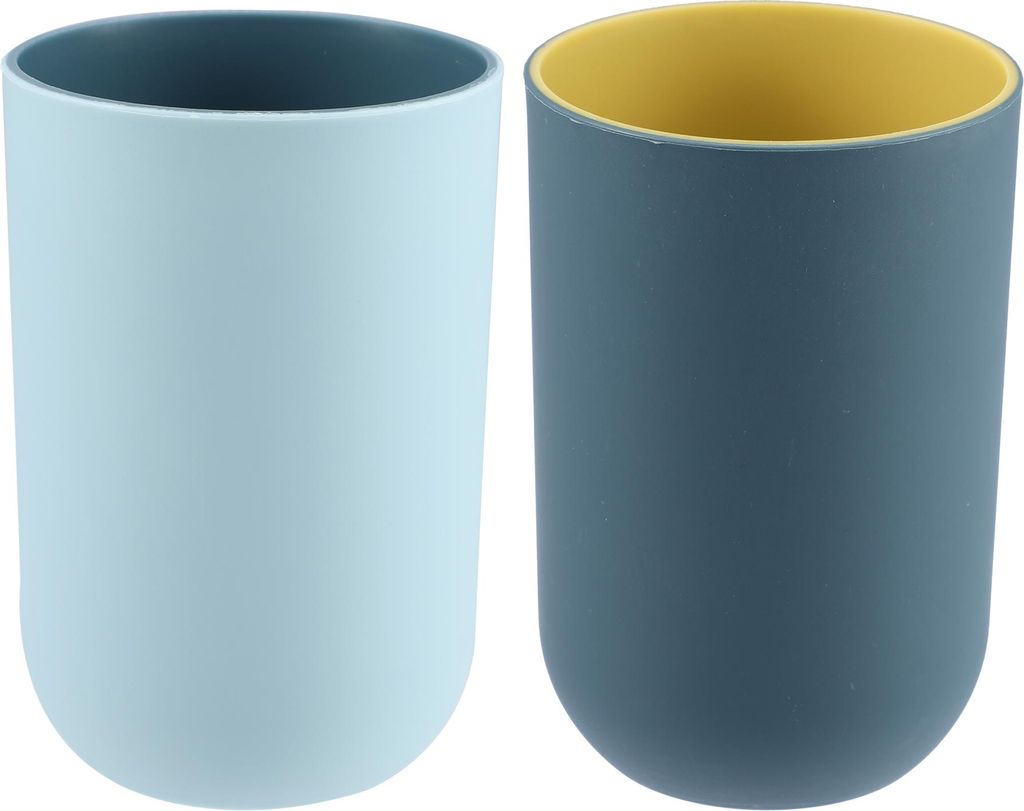 2 Stück Badezimmer Tassen Zahnbürste Tasse Badezimmer Ersatz Blau und Tiefe Blau 4.33 ''x2.76 '' 350ml
