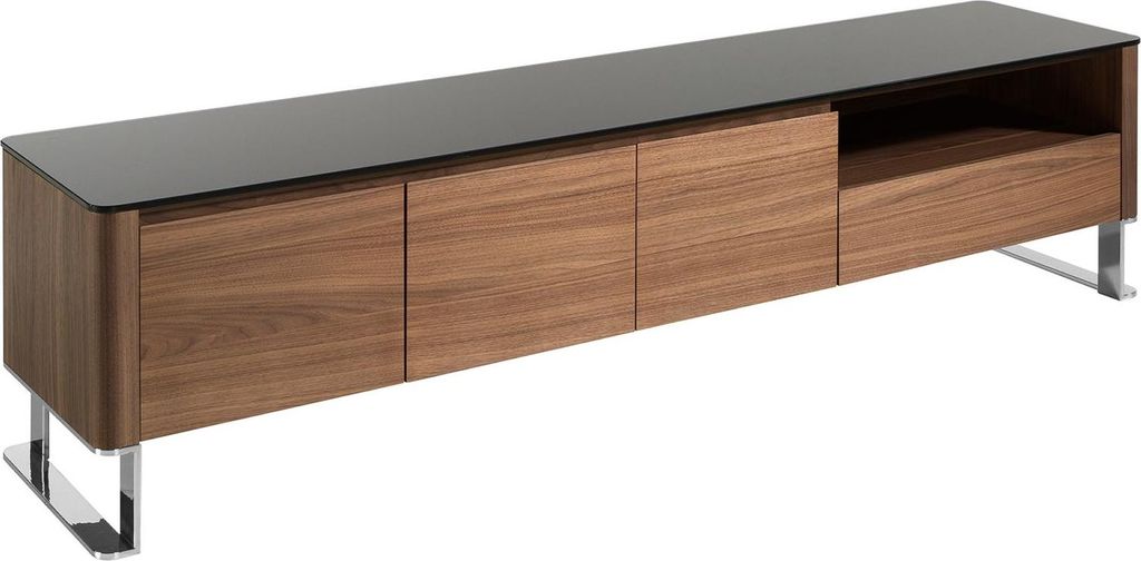 Angel Cerdá TV-Schrank Nussbaum, verchromter Stahl und schwarze Glasplatte 3047