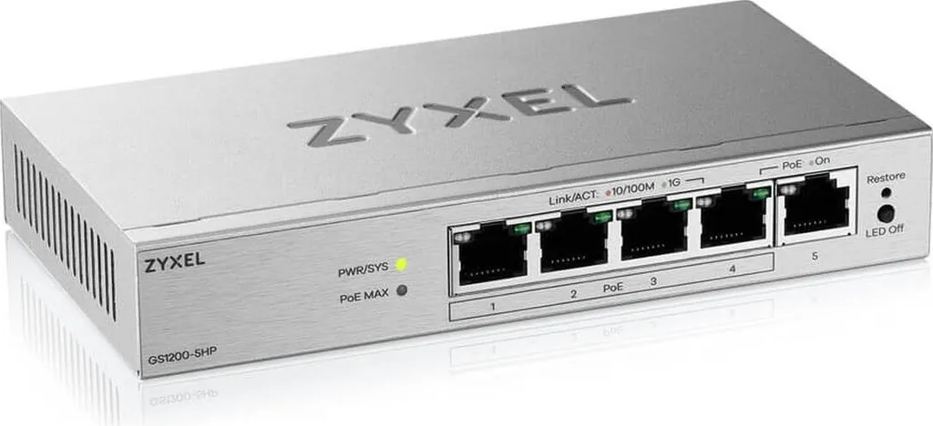 Zyxel GS1200-5HPV3 Switch PoE+ 5 Porte Gigabit Managed | Offerta Online