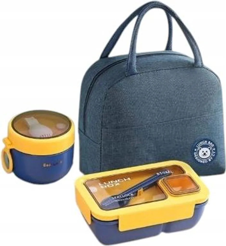 Set Pranzo Termico Design: 2 Contenitori + Borsa Isolata Alta Qualità