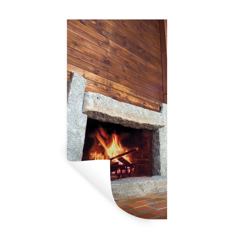 MuchoWow Wandtattoo Wandsticker Wandaufkleber Kamin aus Stein 60x120 cm Selbstklebend und Repositionierbar - Selbstklebend - Fototapeten