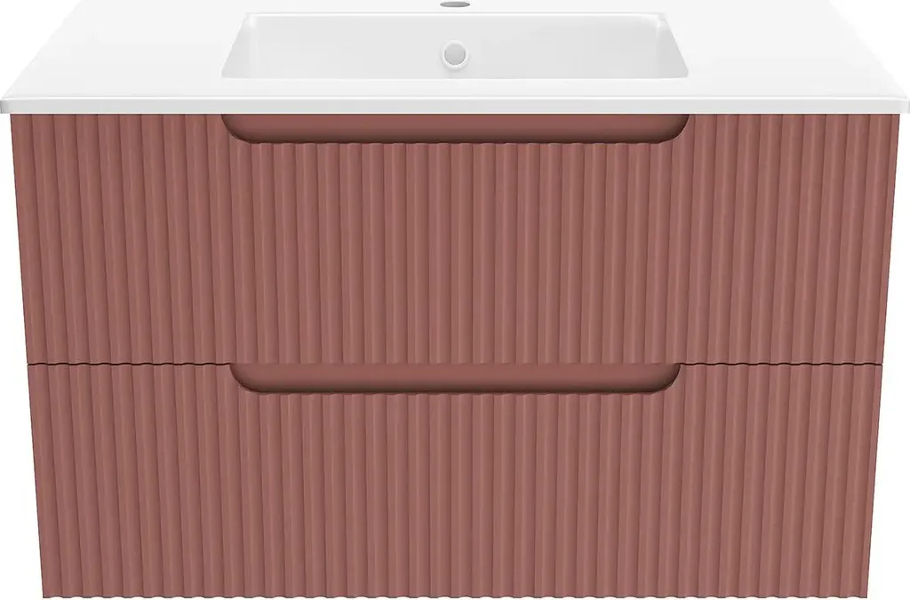 Meuble Salle de Bain 80cm Design Terracotta LEON pour Rénovation Moderne