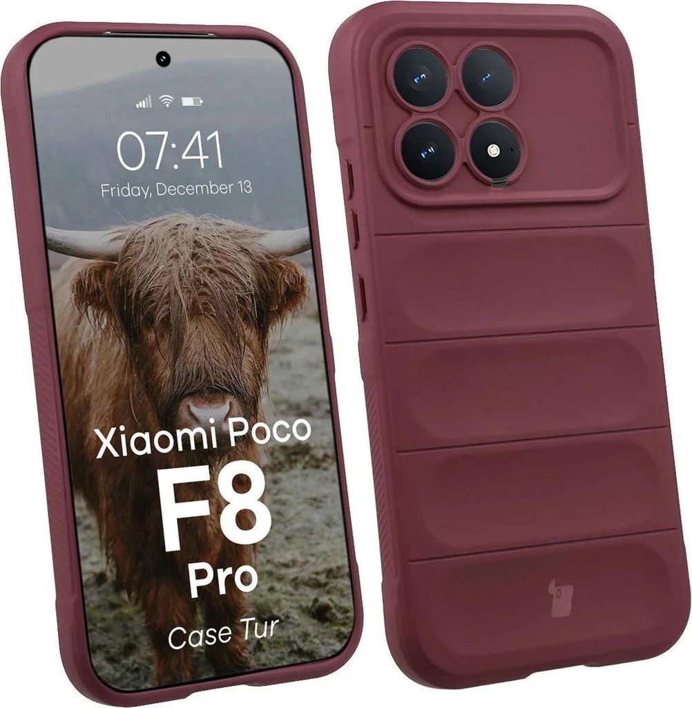 Robuste Handyhülle für Xiaomi POCO F8 Pro, Bizon Case Tur, Burgunderrot