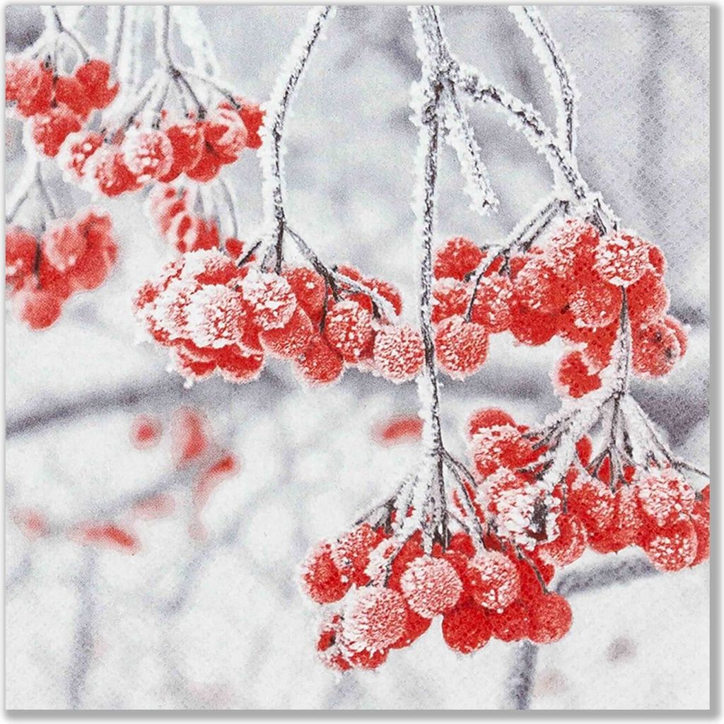 20 Servietten Iced Berries - Eisige Beeren 33x33cm