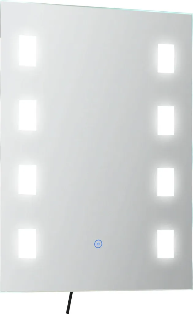 Miroir de salle de bain rectangulaire éclairé en aluminium chrome 80x60