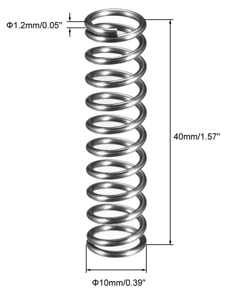 10Stk. Federstahl Spule erweiterte Sprungfeder 0,05" Kabeldmr. 0,39" Au?endmr. 1,57" freie L?nge