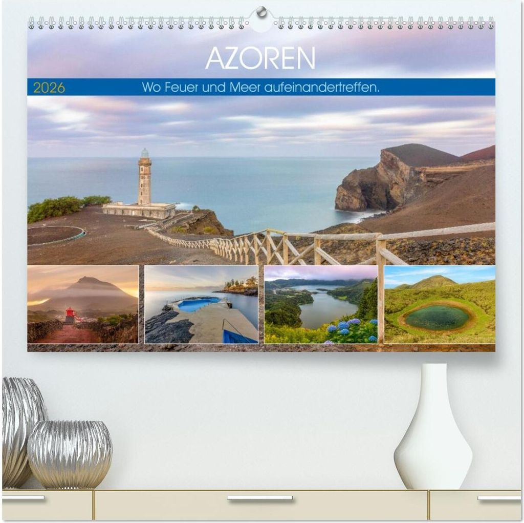 Azoren, Wo Feuer und Meer aufeinandertreffen. (hochwertiger Premium Wandkalender 2026 DIN A2 quer), Kunstdruck in Hochglanz