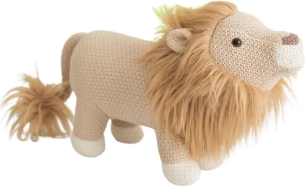 Peluche Lion Amigurumi Marron 45x27x16cm - Maille de Coton Douceur