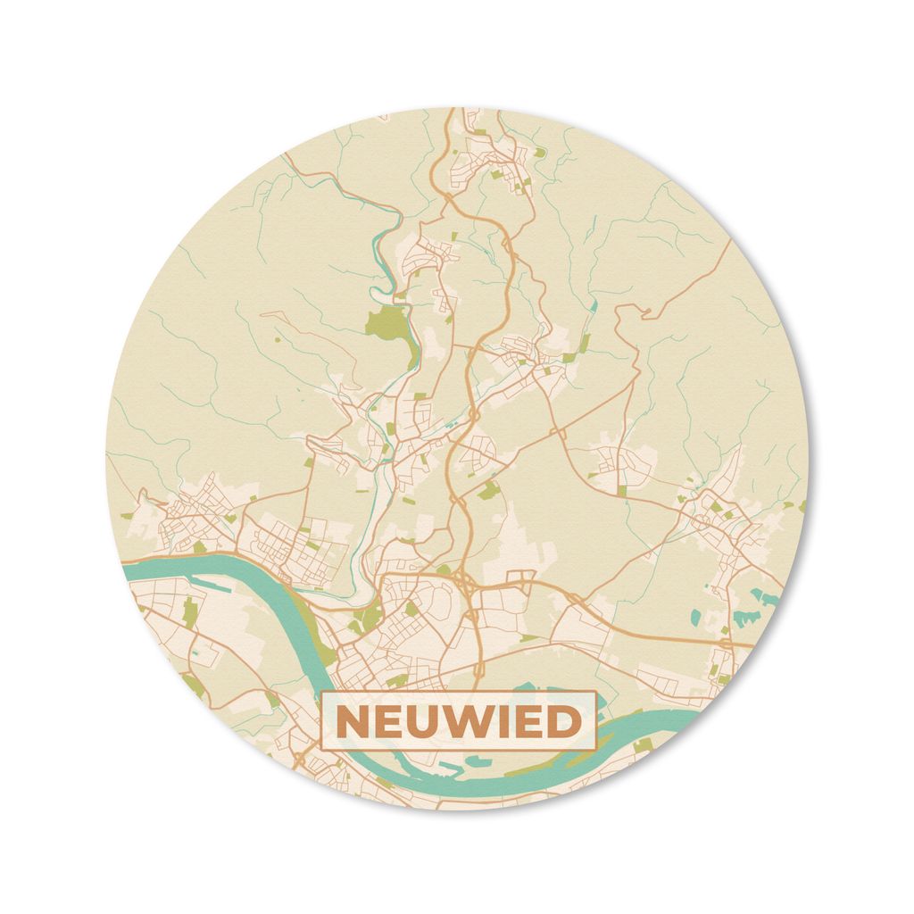 MuchoWow Mauspad Mousepad Neuwied - Karte - Vintage - Stadtplan 40x40 cm - Mousepads - Maus Mat - Pad - Mausunterlage - Schreibtisch Accessoires