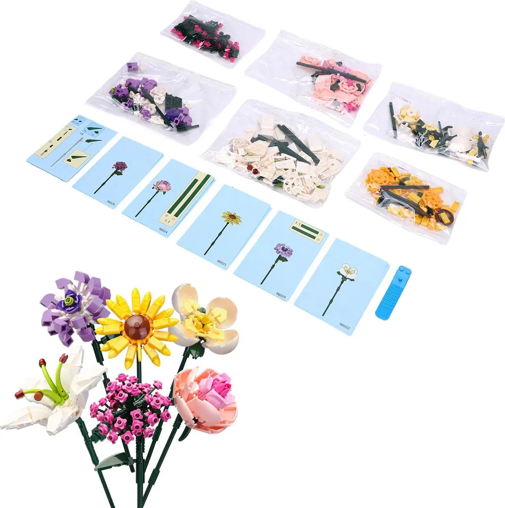 Bouquet fleurs construction pour activité créative enfant et déco chambre