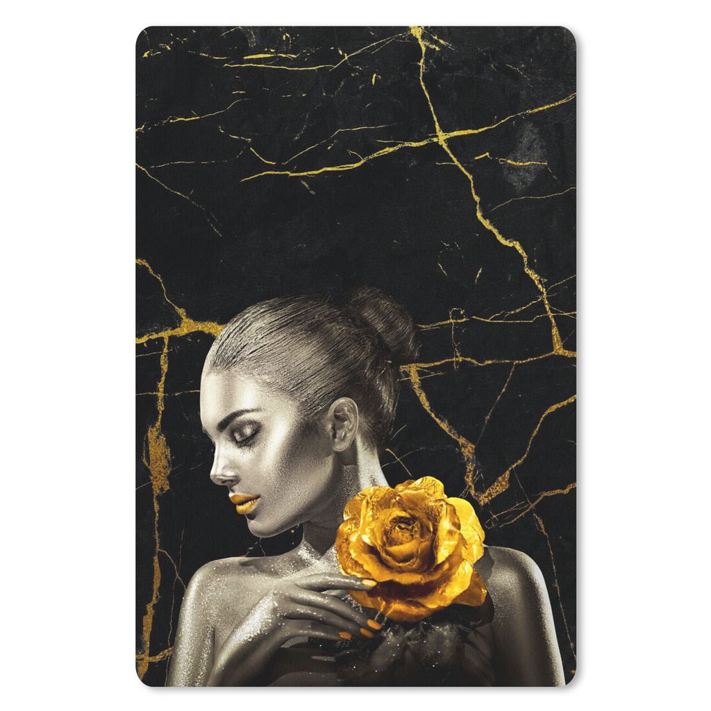 MuchoWow Mauspad Mousepad Frauen - Rosen - Gold - Marmor 18x27 cm - Mousepads - Maus Mat - Pad - Mausunterlage
