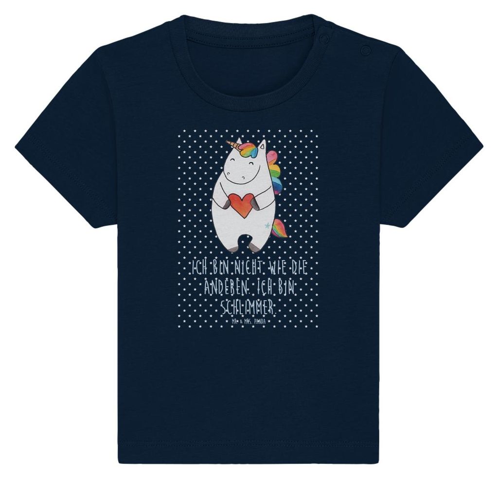 Mr. & Mrs. Panda Babyshirt Einhorn Herz 0. - 6. Monat - French Navy - Geschenk, Lustig, Kleinkind T-Shirt, Baby Baumwollshirt, Shirt, , Anders, Uni...