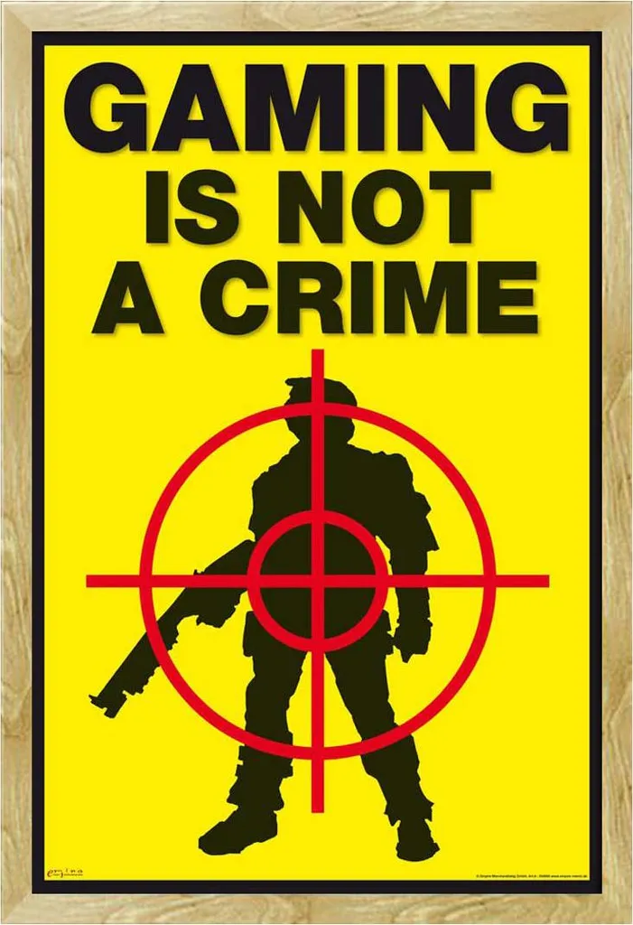 Poster Gaming is Not a Crime avec Cadre MDF Hêtre Shinsuke 61x91,5 cm