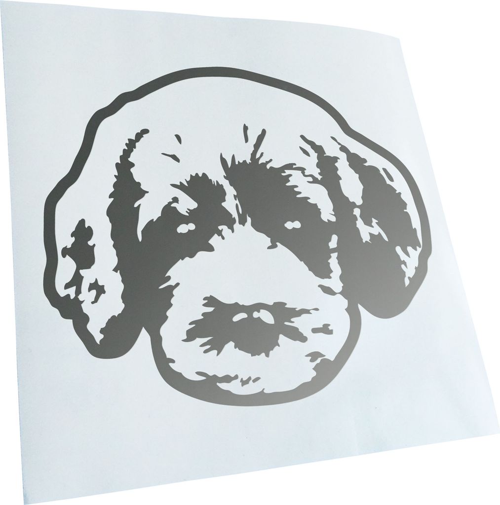 Kiwistar - Autoaufkleber - Labradoodle Hund - Silber - 50x42cm - Aufkleber für Auto, Laptop, Fahrrad, LKW, Motorrad Mehrfarbig JDM Decal Racing