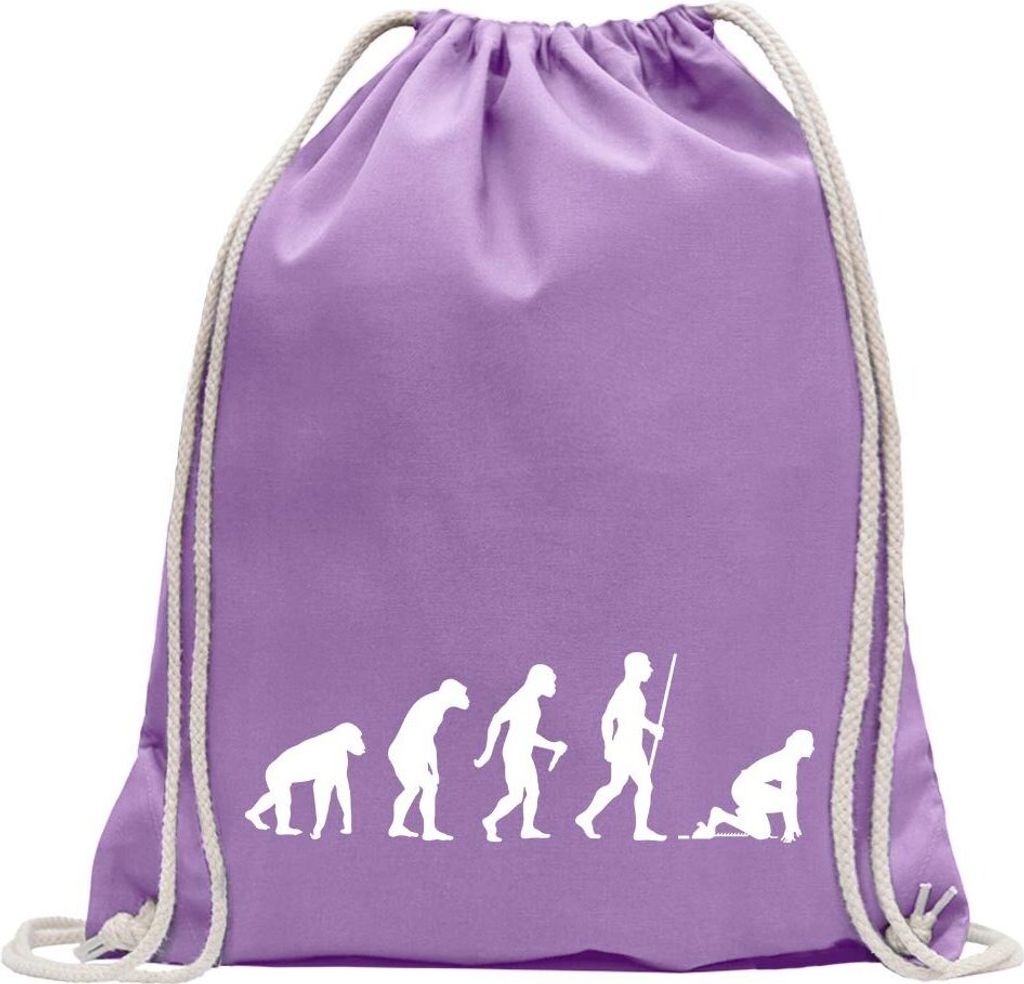 Kiwistar - Turnbeutel - lavendel - Sprint Laufen Evolution - Fun Rucksack Sport Beutel Gymsack Baumwolle mit Ziehgurt