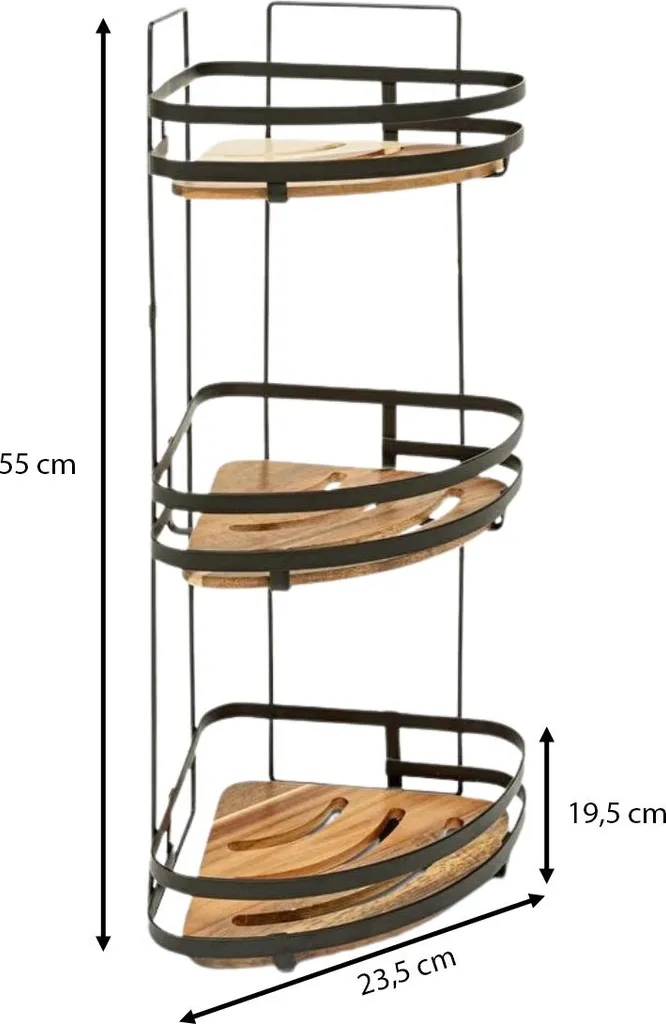 Meuble de rangement douche Blackacia 3 niveaux acacia résistant eau - 11