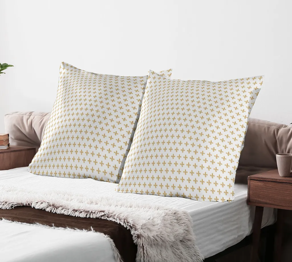 Lot de 2 Housses de Coussin Fleur de Lis 80x80 cm ABAKUHAUS Sable