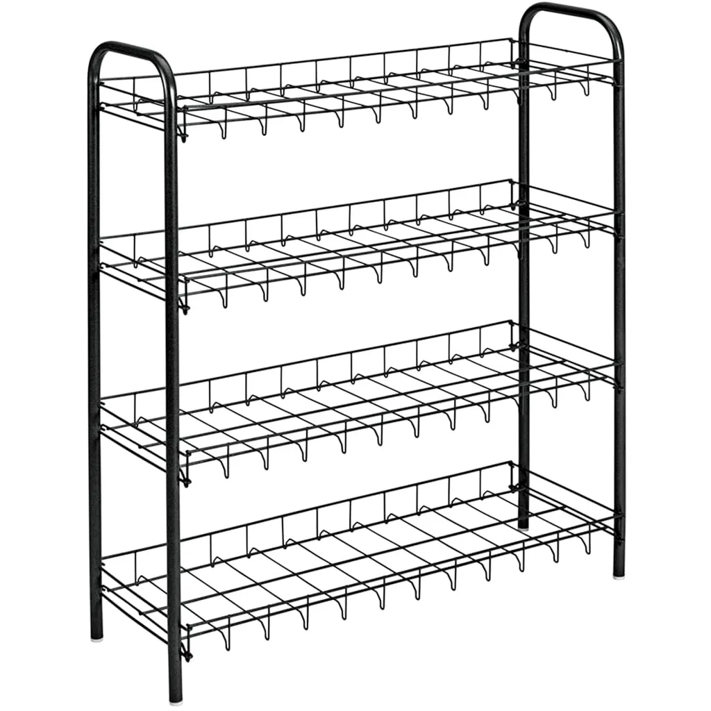Metaltex Étagère à Chaussures Noire 4 Niveaux 64x23x80.5cm Robuste