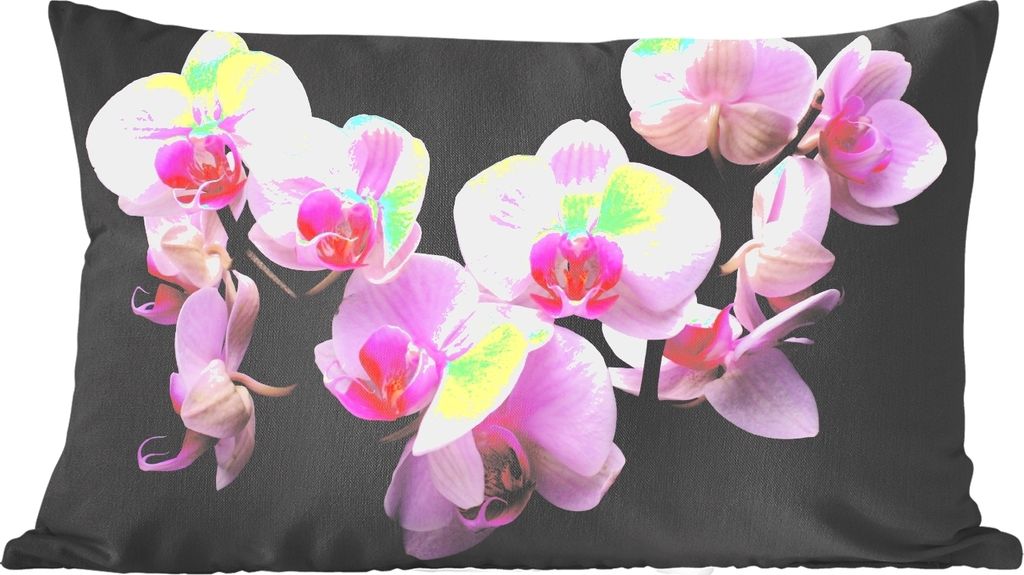 MuchoWow Zierkissen Sofakissen Wohnzimmer Dekokissen 60x40 cm Orchidee - Blumen - Rosa - Flora - Kopfkissen - Polster mit Foto